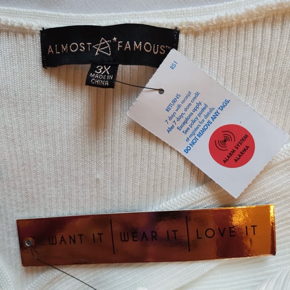 Women’s Dress Almost Famous Ivory SHORT SLEEVE Size 3XL - Picture 4 of 11